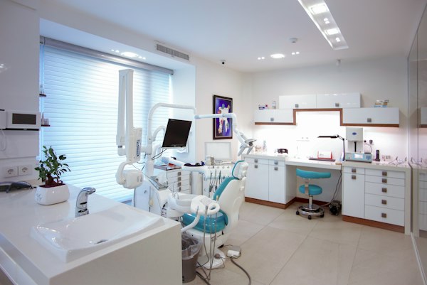 A clean, modern dental clinic treatment room